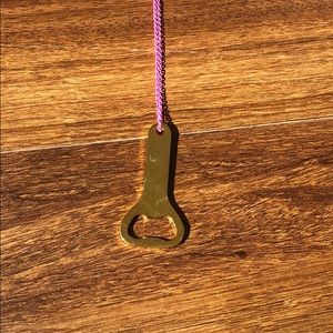 Pink and Gold Bottoms Up Bottle Opener Necklace